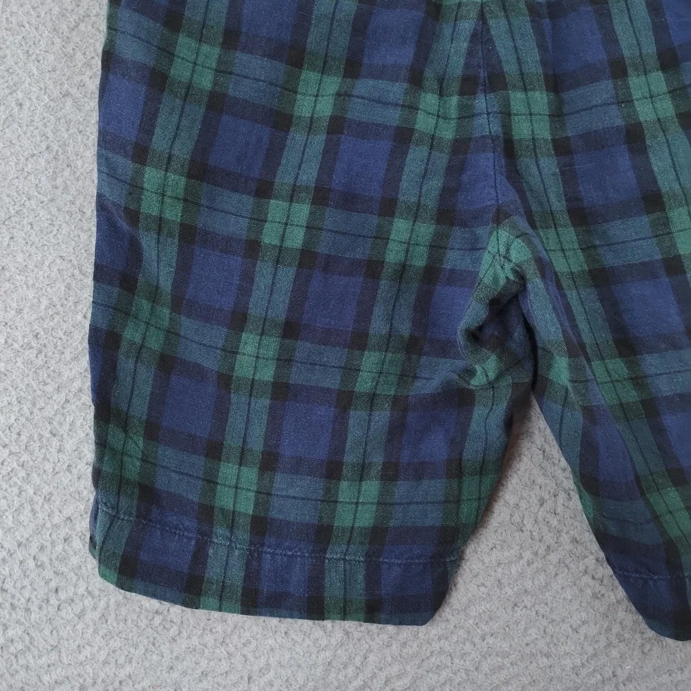 Polo Ralph Lauren Shorts Mens 30 Blue Green Plaid Linen Slim Fit Chino Casual